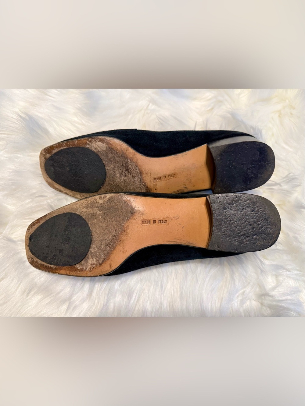 Salvatore Ferragamo Black Suede Loafers with Gold Gancini Hardware Size 7.5 - Picture 5 of 6